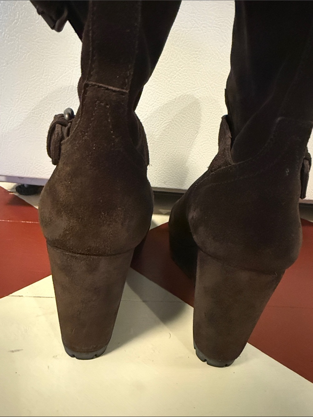 Prada Brown Suede Wedge Boots with Buckle Straps lite lug sole - Picture 9 of 14